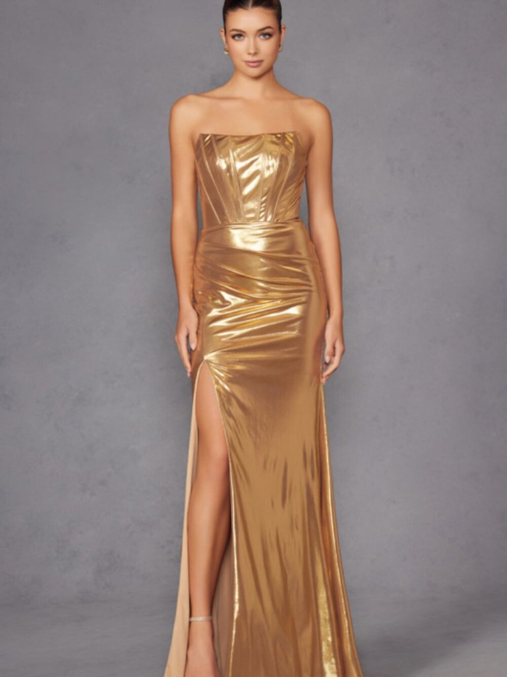 NEW LIGHT_GOLD Prom Gown Floor Length Formal Elegant Stunning JT2500A